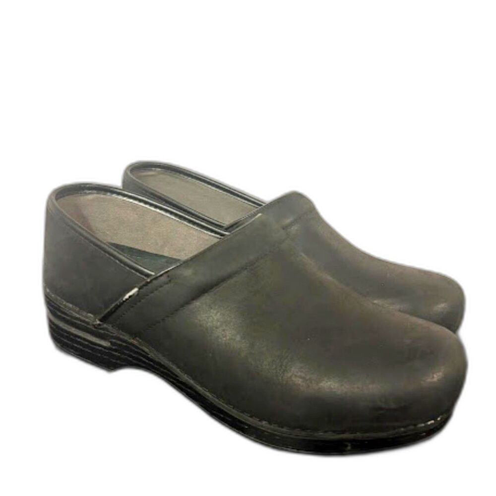 Dansko Professional Oiled Leather Slip-On Clogs Size 42 Black Nursing Comfort